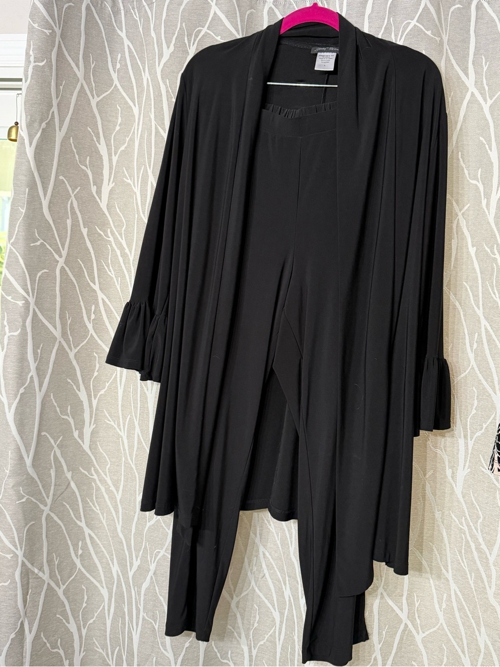 Slinky Brand Black Draped Two-Piece Jumpsuit Set